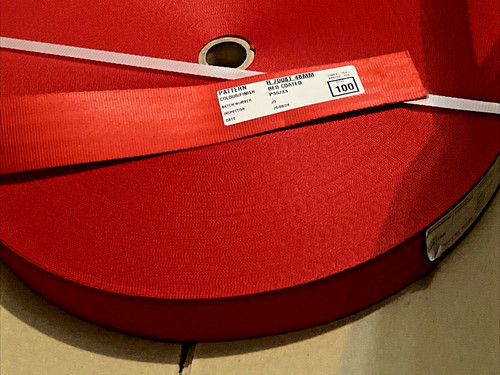 Seat belt webbing red car - red, 48mm